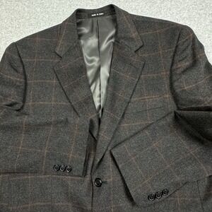 Bacharach Windowpane Plaid Blazer Mens 42R Wool Silk Cashmere Sport Coat Preppy